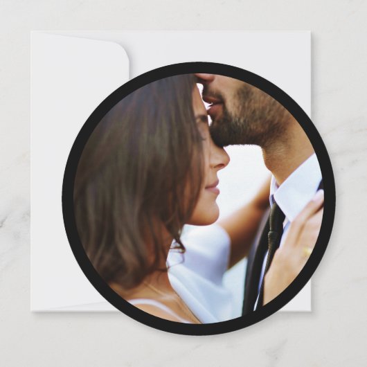 Invitation Black White Elegant Round Photo Enregistrer La Dat (Dos)