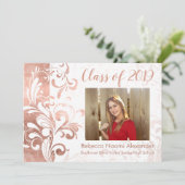 Invitation Black White Elegant Swirl Photo 2018 Graduation (Debout devant)