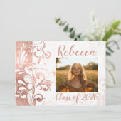 Invitation Black White Elegant Swirl Photo 2018 Graduation (Debout devant)