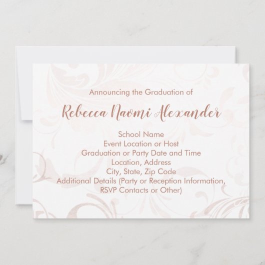 Invitation Black White Elegant Swirl Photo 2018 Graduation (Dos)