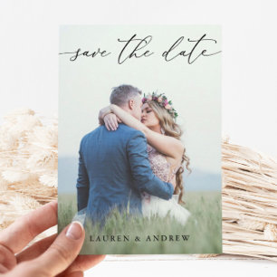 Invitation Black & White Enregistrer la date Photo Photo Cart