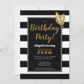 Invitation Black White et Gold Parties scintillant 5e fête d' (Devant)