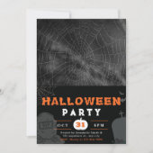 Invitation Black, White et Grey Spiderweb Black Halloween (Devant)