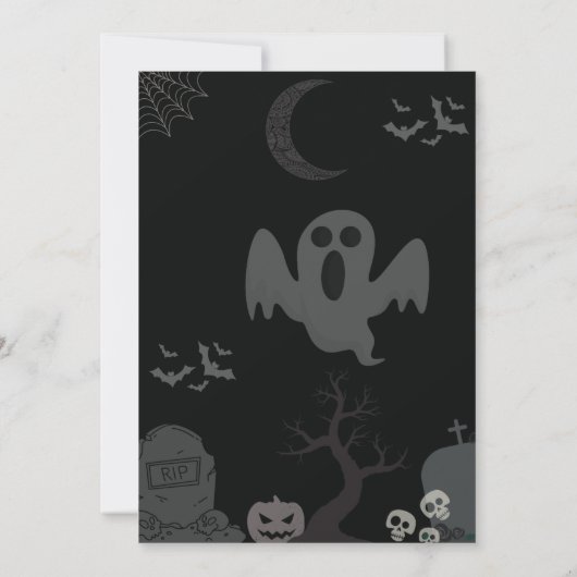 Invitation Black, White et Grey Spiderweb Black Halloween (Dos)