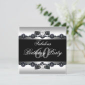 Invitation Black White Fabuleux 60 60e fête d'anniversaire (Debout devant)