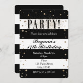 Invitation Black White Faux Parties scintillant Faux Invitati (Devant / Derrière)