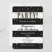 Invitation Black White Faux Parties scintillant Faux Invitati (Devant)