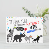 Invitation Black White Fête animal Fête Anniversaire Merci (Debout devant)