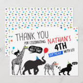 Invitation Black White Fête animal Fête Anniversaire Merci (Devant / Derrière)