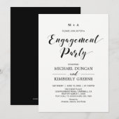 Invitation Black & White | Fête de Fiançailles Moderne Chic (Devant / Derrière)