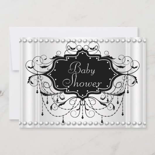 Invitation Black White fille ou garçon Baby shower bébé (Devant)