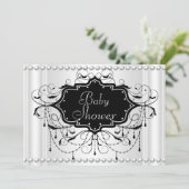 Invitation Black White fille ou garçon Baby shower bébé (Debout devant)