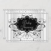 Invitation Black White fille ou garçon Baby shower bébé (Devant / Derrière)