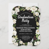 Invitation Black White Floral Classe de 2021Graduation Party (Devant)