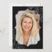 Invitation Black White Floral Photo 60e fête d'anniversaire (Dos)