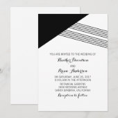 Invitation Black White Geometry Stripe Wedding (Devant / Derrière)