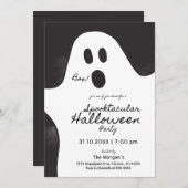 Invitation Black & White Ghost Spooktacular Halloween Party (Devant / Derrière)