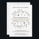 Invitation Black White Gold 50th Birthday Party Fireworks<br><div class="desc">Joyeux 50ème anniversaire ! 50 ans d'être génial. Félicitations d'avoir eu 50 ans et d'avoir atteint ce jalon. Cinquante et fabuleux. Salut à 50 ans. Célébrez l'occasion avec ce cool fantastique feu d'artifice noir, blanc et or pendant que vous vous réunissez en famille et entre amis. Vous êtes invité à...</div>