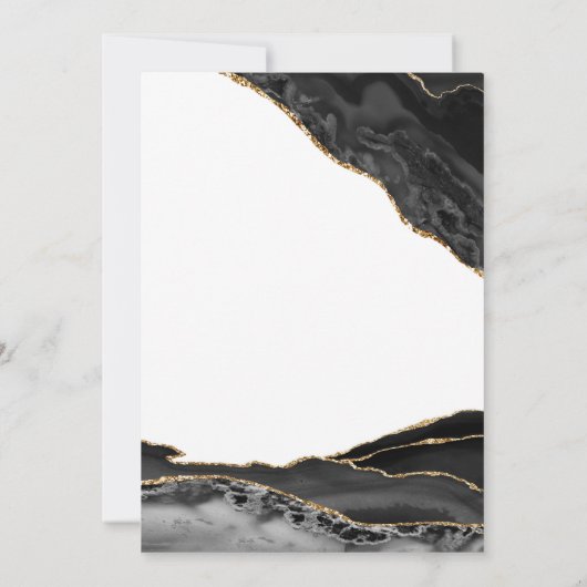 Invitation Black White Gold Agate 60e anniversaire (Dos)