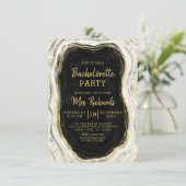 Invitation Black White & Gold Agate Geode Bachelorette Party (Debout devant)