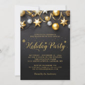 Invitation Black White Gold Baubles (Devant)