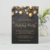 Invitation Black White Gold Baubles (Debout devant)