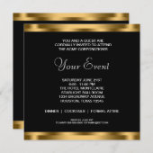Invitation Black White Gold Black Cravate Corporate Party (Devant / Derrière)