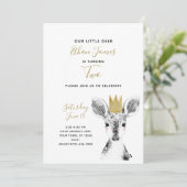 Invitation Black & White Gold Deer Baby 2e anniversaire (Debout devant)