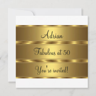 Invitation Black White & Gold Fabulous Fête d'anniversaire 50