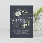 Invitation Black White & Gold Floral Mariage (Debout devant)