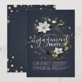 Invitation Black White & Gold Floral Mariage (Devant / Derrière)