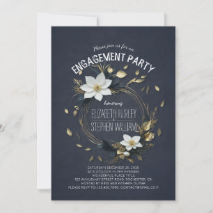 Invitation Black White & Gold Floral Mariage