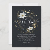 Invitation Black White Gold Floral Wreath We Do Mariage Photo (Devant)