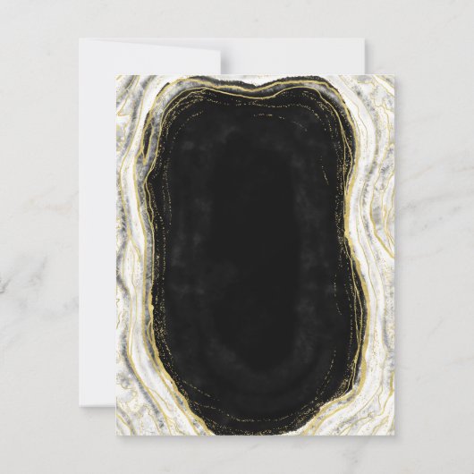 Invitation Black White & Gold Géode Agate Party (Dos)