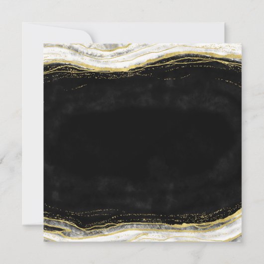 Invitation Black White & Gold Géode Agate Party (Dos)