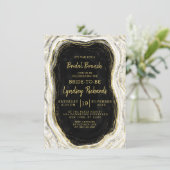 Invitation Black White & Gold Geode Bridal Brunch Douche (Debout devant)