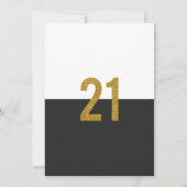 Invitation Black White & Gold Moderne 21e fête d'anniversaire (Dos)