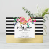 Invitation Black White Gold Moderne Fête des mariées de verre (Debout devant)