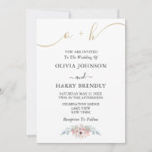 Invitation Black White Gold Rustic Eucalyptus Mariage Invitat (Devant)