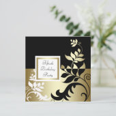 Invitation Black White Gold Womans 50e fête d'anniversaire (Debout devant)