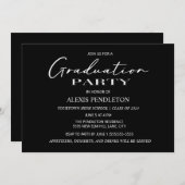 Invitation Black White Graduation Party (Devant / Derrière)