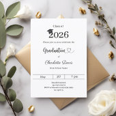 Invitation Black white Graduation party class of 2026