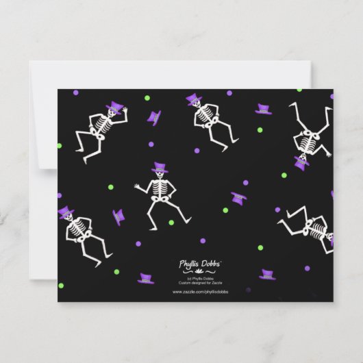 Invitation Black White Halloween Skeleton Bones Danse (Dos)