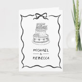 Invitation Black & White Hand Drawn Bow QR Code Photo Wedding (Devant)