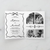 Invitation Black & White Hand Drawn Bow QR Code Photo Wedding (Intérieur)