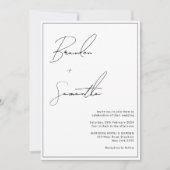 Invitation Black & White Handwritten Script Photo Wedding (Devant)
