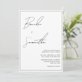 Invitation Black & White Handwritten Script Photo Wedding (Debout devant)