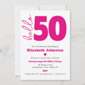 Invitation Black White Hot Pink Hello 50 Fabulous Birthday (Devant)
