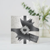 Invitation Black White Ivor Damask Party (Debout devant)
