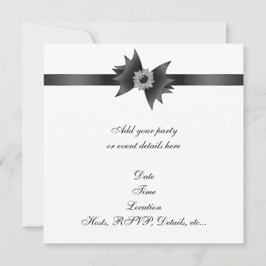 Invitation Black White Ivor Damask Party (Dos)